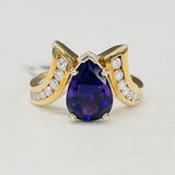 Vintage Heavy Amethyst And Diamond Ring
