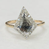 Rose Gold Salt And Pepper Kite Diamond Halo Engagement Ring