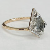 Rose Gold Salt And Pepper Kite Diamond Halo Engagement Ring