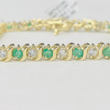 Yellow Gold "S" Link Diamond/Emerald Bracelet