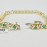 Yellow Gold "S" Link Diamond/Emerald Bracelet
