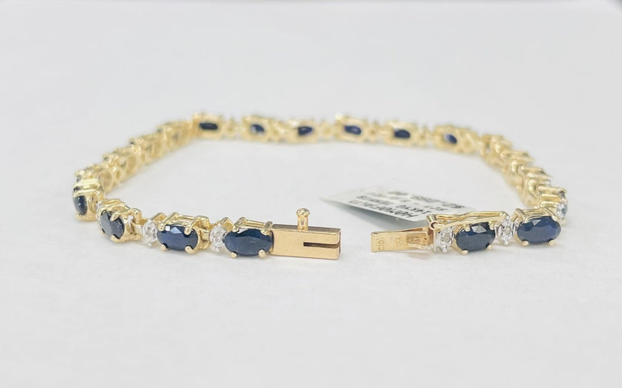 5CTW Yellow Gold Sapphire Tennis Bracelet