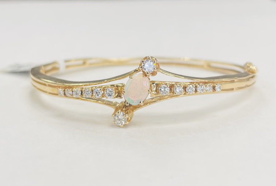 Vintage Opal And Diamond Bangle
