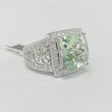 Green Amethyst And Diamond Filigree Ring
