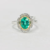 18KT Columbian Emerald An Diamond Ring