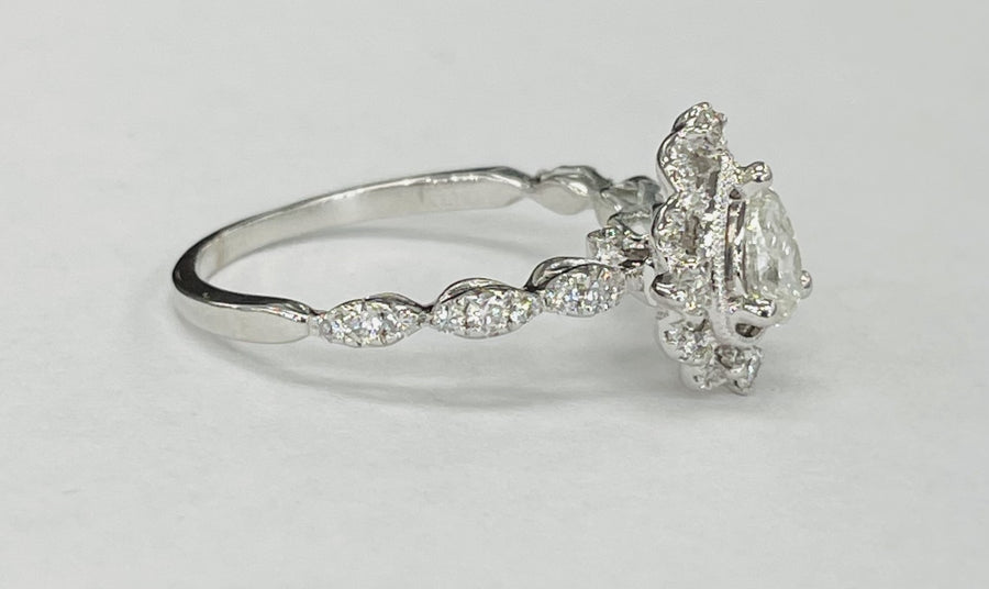 Vintage Inspired Halo Diamond Engagement Ring