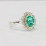 18KT Columbian Emerald An Diamond Ring