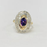 Vintage Amethyst An Diamond Ring