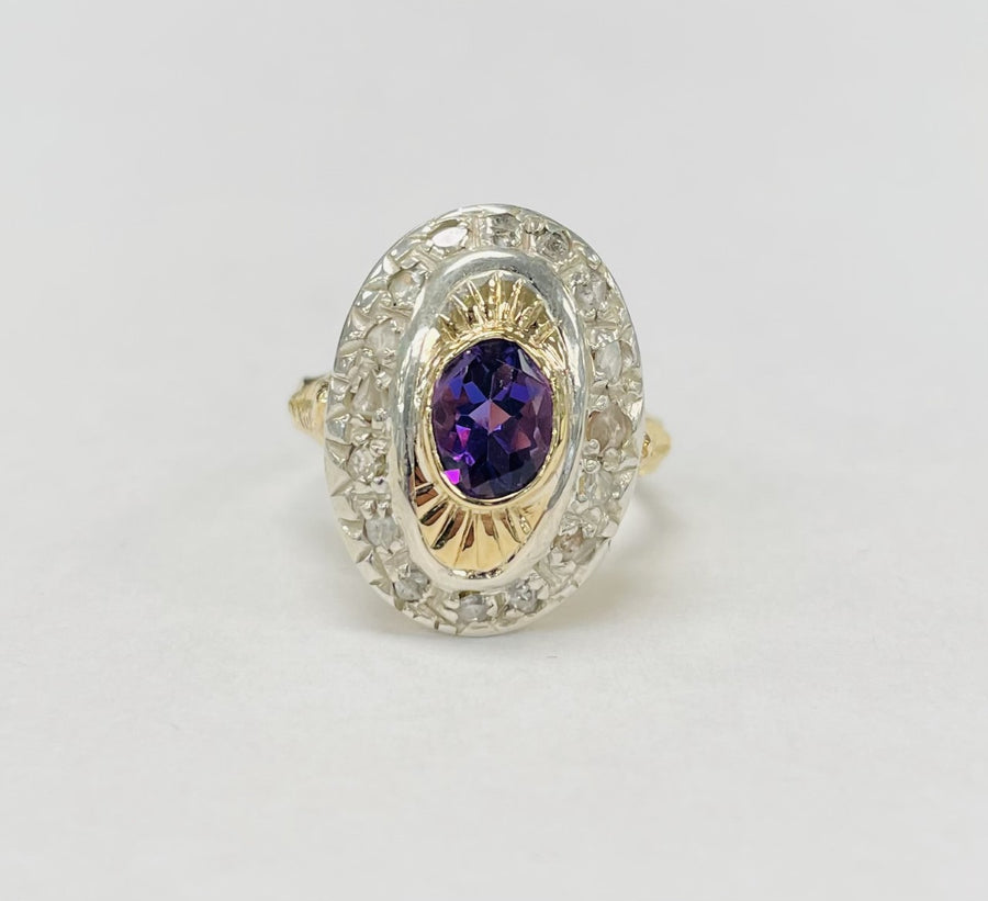 Vintage Amethyst An Diamond Ring