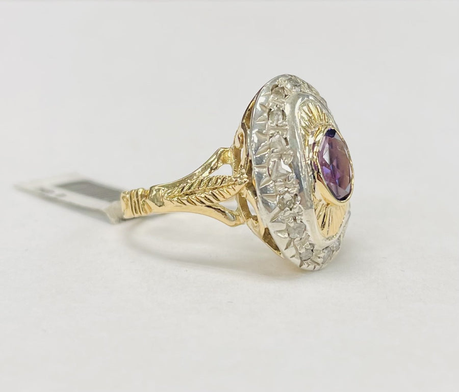Vintage Amethyst An Diamond Ring