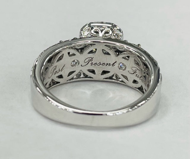 Three Stone Past Present Furture Emerald Diamond Ring