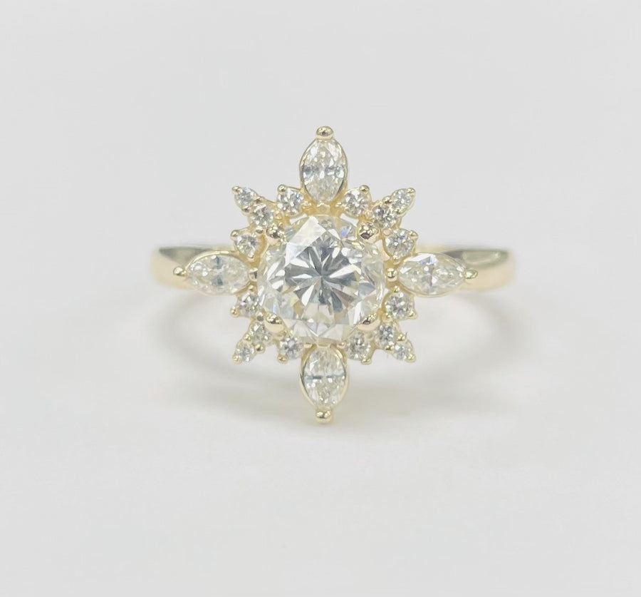 Certified Yellow Gold 1.60CTW Diamond Star Engagement Ring
