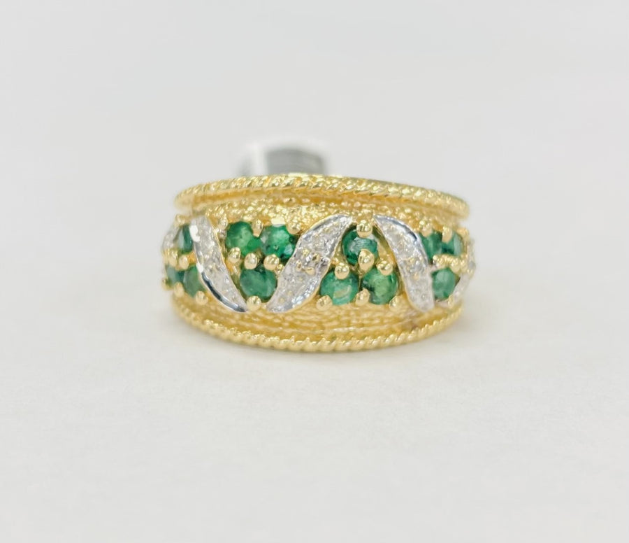 Antique Emerald And Diamond Fashion Band