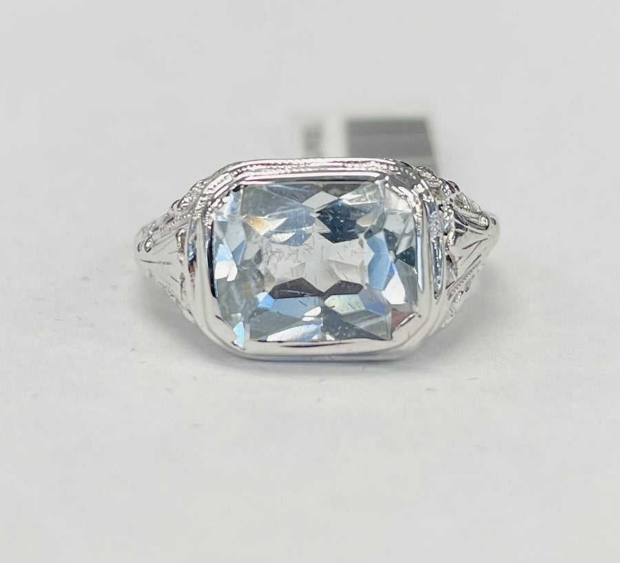 Vintage East West Aquamarine Ring
