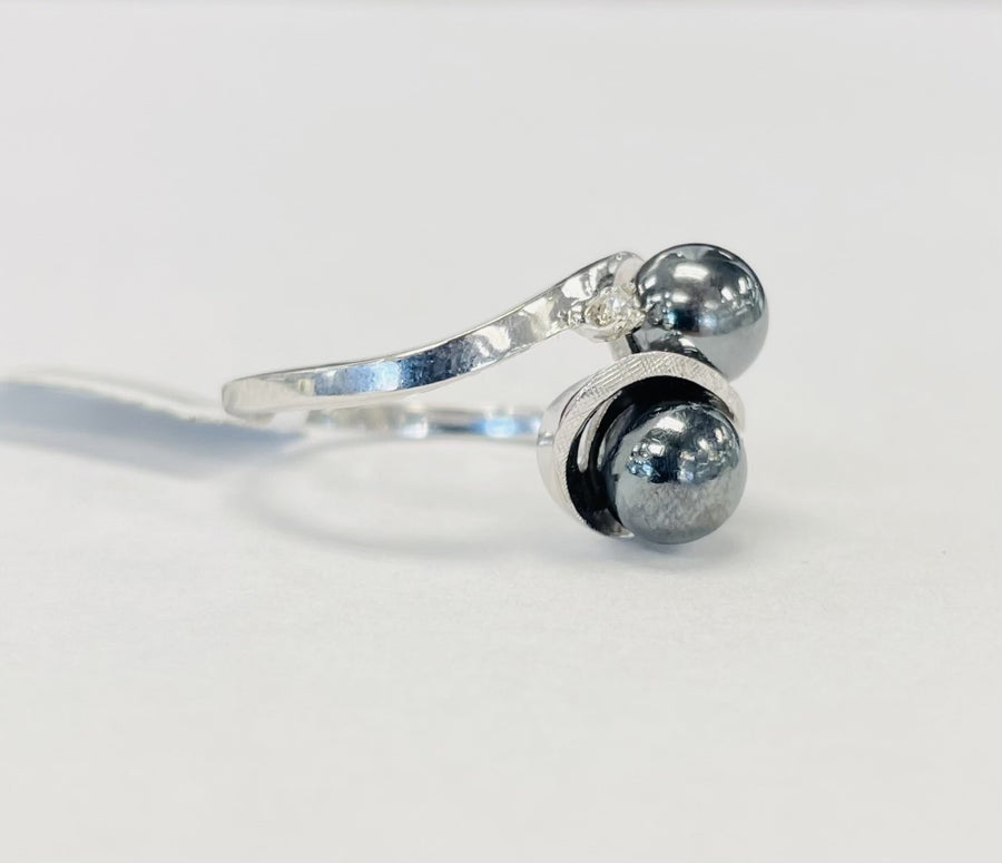 Estate Tahitian Pearl and Diamond Cocktail Ring