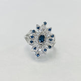 Vintage Floral Diamond And Sapphire Cocktail Ring