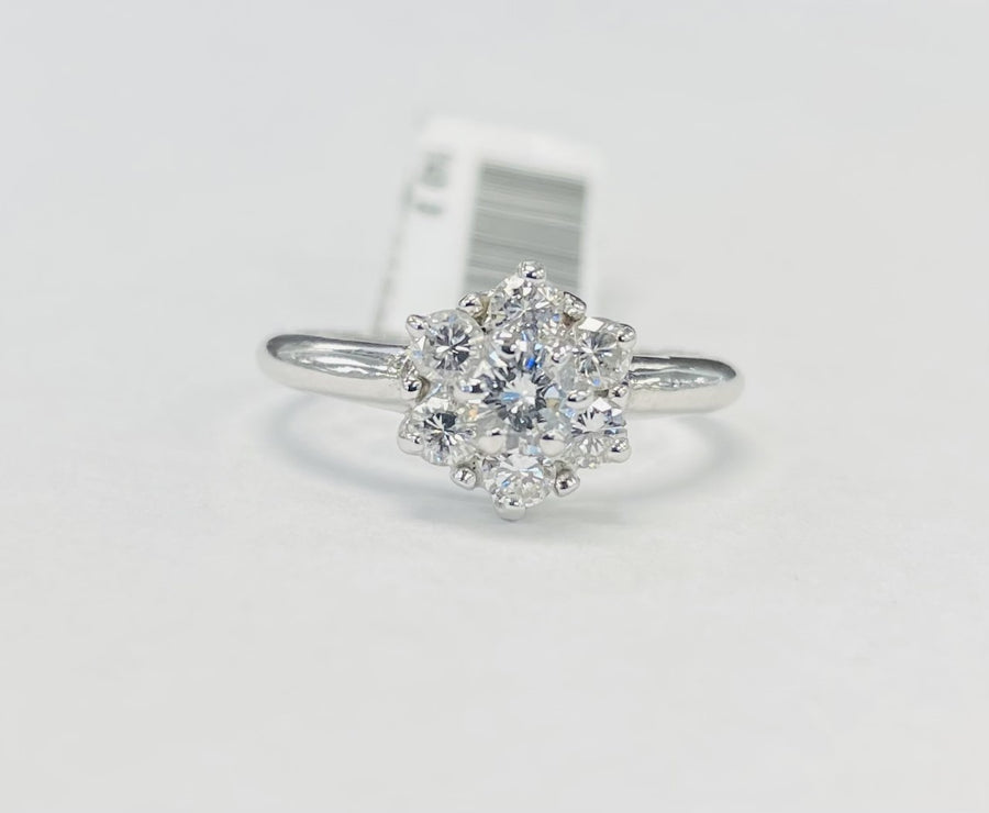 Vintage Floral Halo Diamond Ring