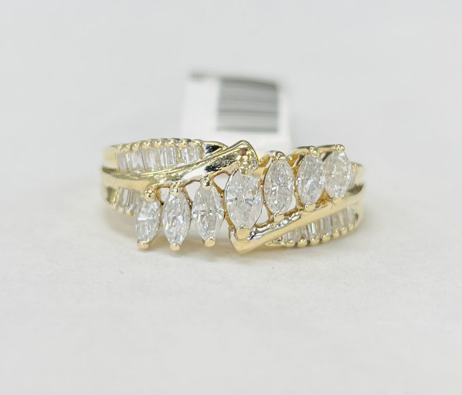 Estate Marquise and Baguette Diamond Fashion Ring