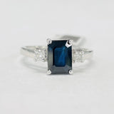 Deep Blue Sapphire An Diamond Estate Ring