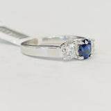 Estate Sapphire And Diamond Three Stone Ring