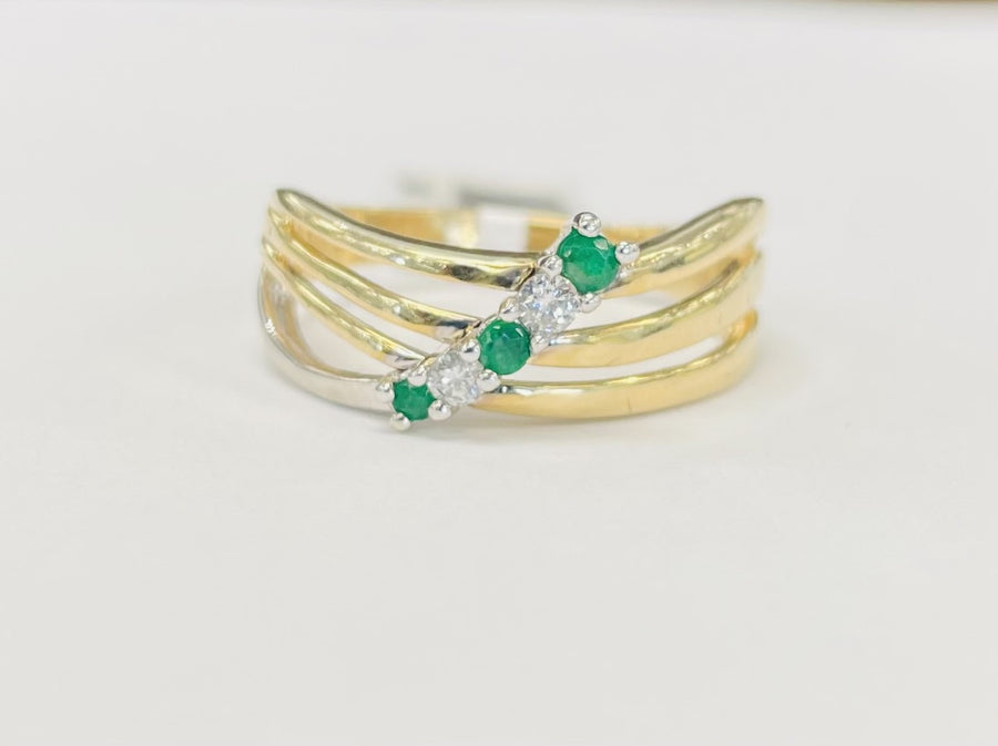 Two Toned Emerald/Diamond Cocktail Ring