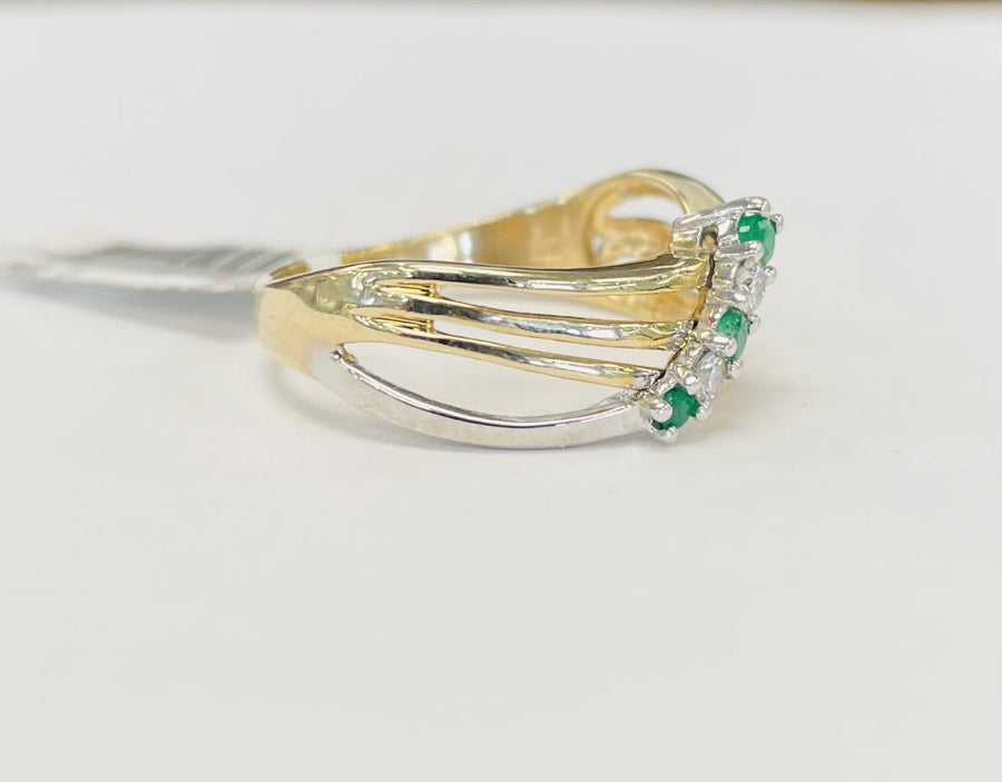 Two Toned Emerald/Diamond Cocktail Ring