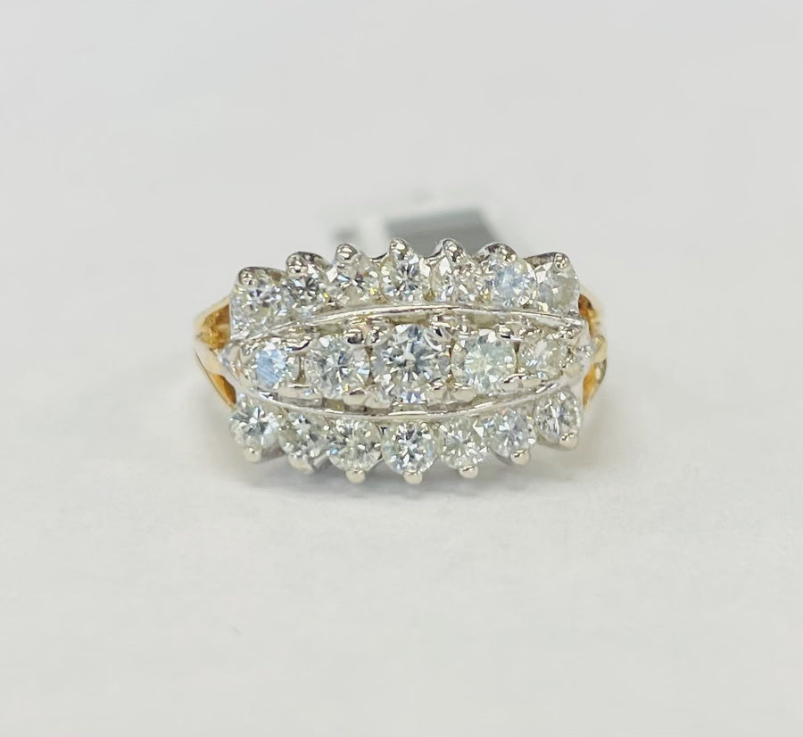 Estate Triple Row Cocktail Diamond Ring