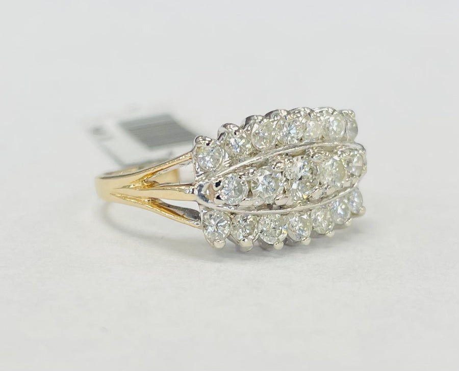 Estate Triple Row Cocktail Diamond Ring