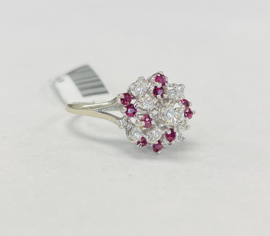 Vintage Diamond/Ruby Starburst Ring
