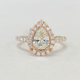 Pear Halo GIA Certified Diamond Rose Gold Engagement Ring