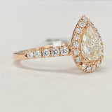 Pear Halo GIA Certified Diamond Rose Gold Engagement Ring