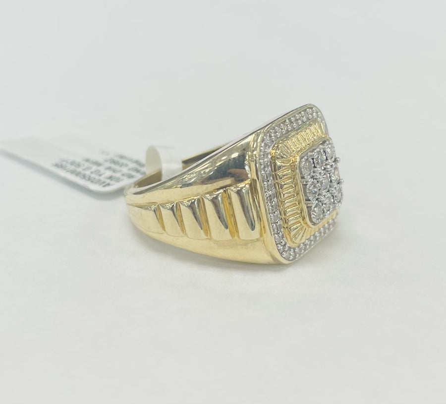 Rolex Style Square Diamond Mens Ring