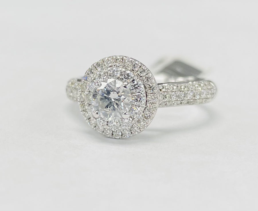 Double Halo Pave Set 1CTW Engagement Ring