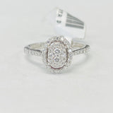 Oval Halo Style Composite Engagement Ring w/ Ruby Accent