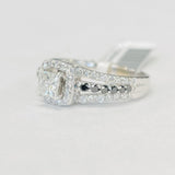 Black And White Diamond Halo 1CTW Engagement Ring