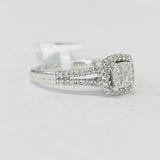 Split Shank Square Cluster Engagement Ring