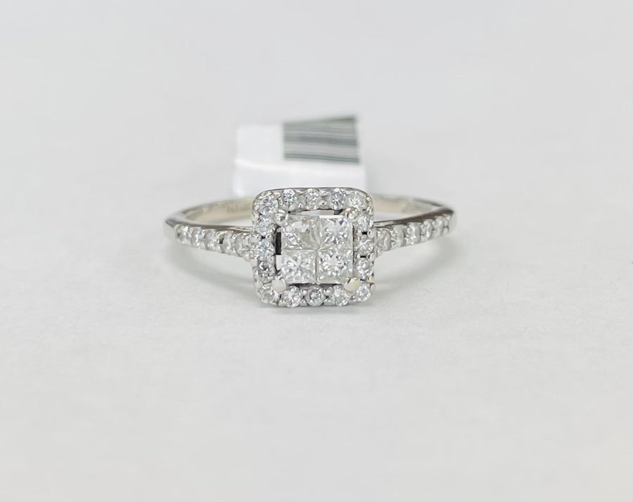 Princess Cut Halo Ilussion Ring