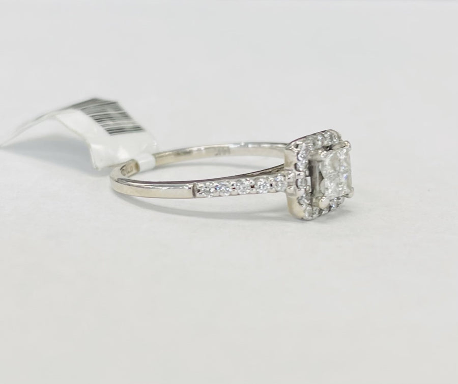 Princess Cut Halo Ilussion Ring