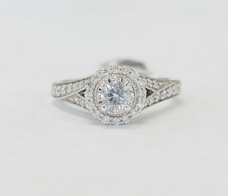 Modern Halo Diamond Engagement Ring