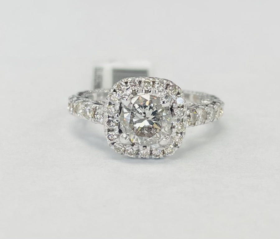 Vintage Inspired Certified Diamond Halo Engagement Ring