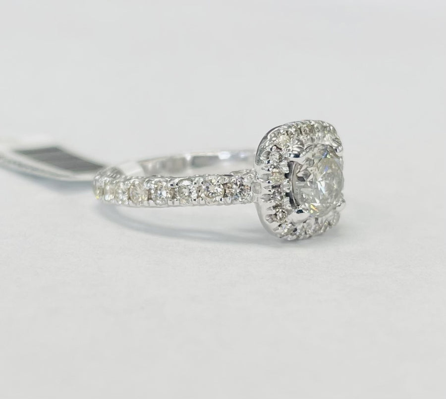 Vintage Inspired Certified Diamond Halo Engagement Ring