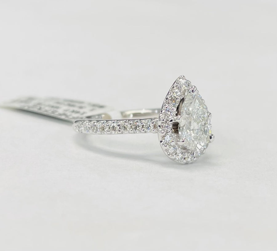 Pear Halo GIA Certified Engagement Ring