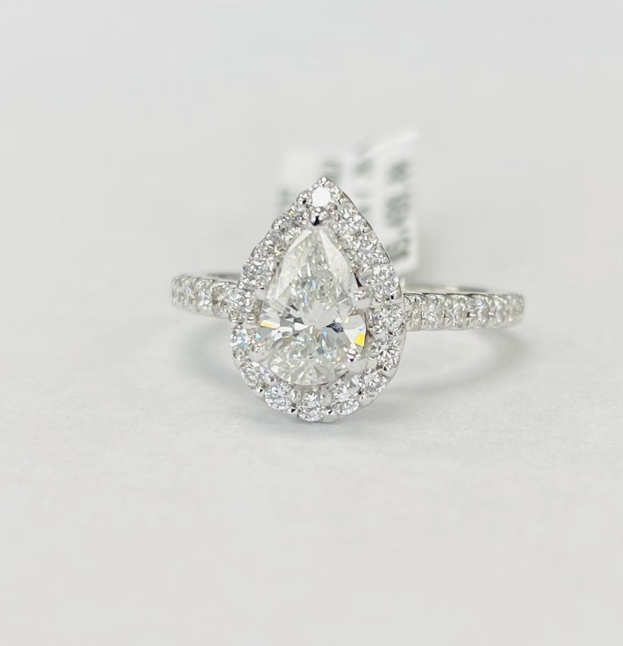 Pear Halo GIA Certified Engagement Ring