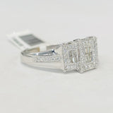 Three Stone Composite Halo Engagement Ring