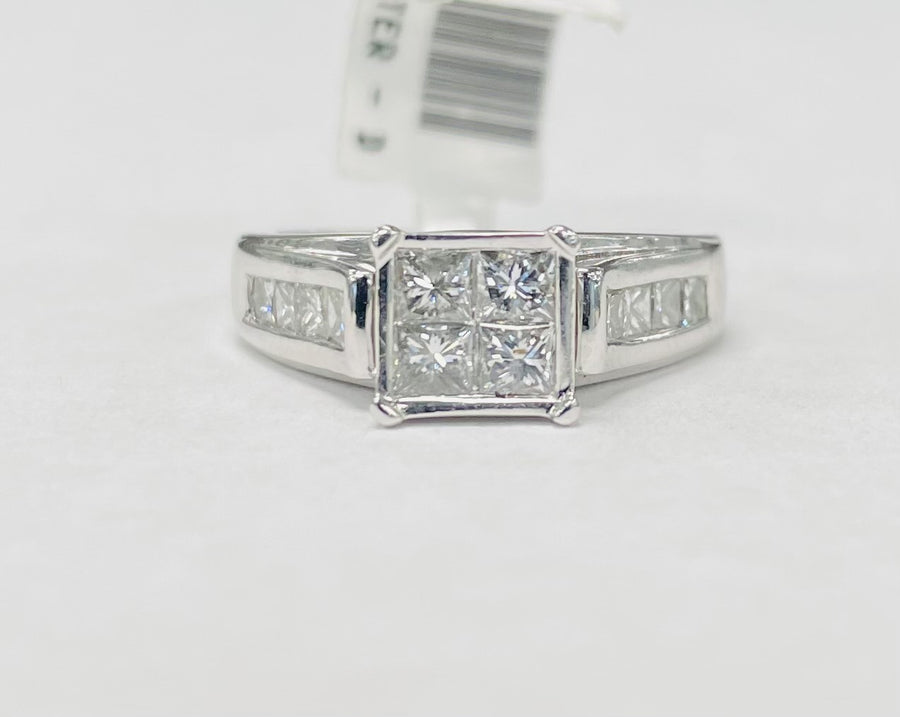 Princess Cut Quad 1CTW Diamond Engagement Ring