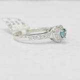 Blue Diamond Heart Halo Engagement Ring
