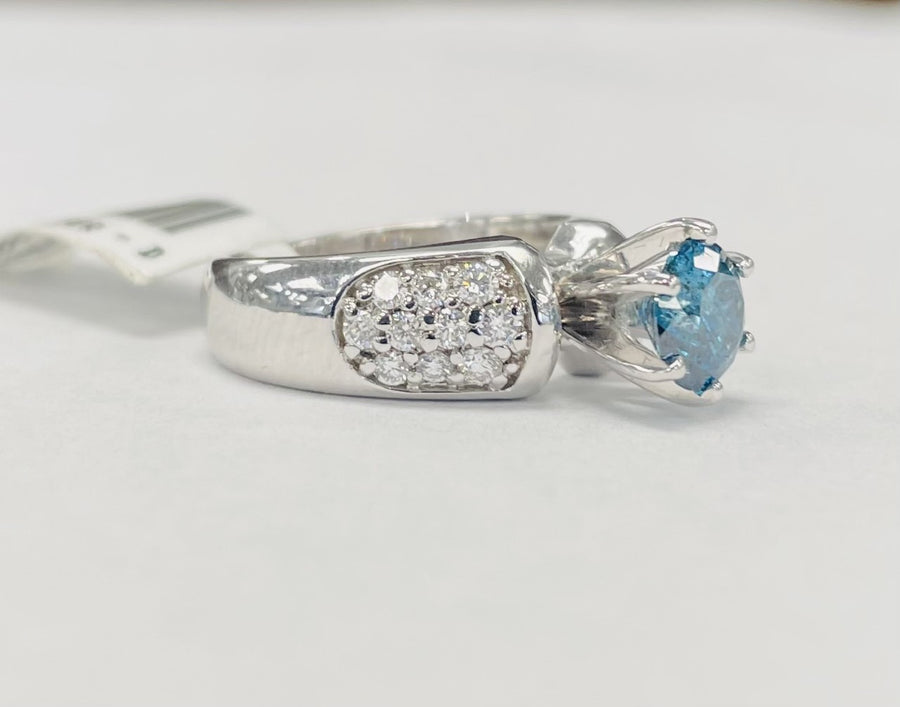 Blue Diamond 1 1/2CTW Engagement Ring