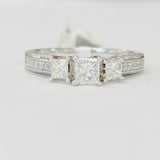 Three Stone Princess Cut 1CTW Diamond Engagement Ring