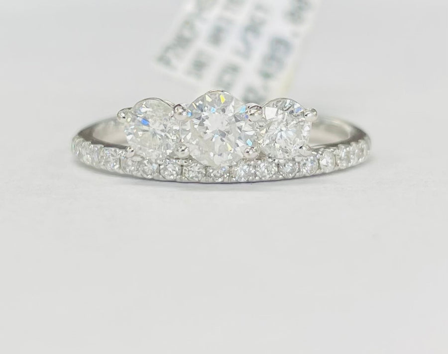 Three Stone Crown Diamond Engagement Ring
