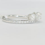 Three Stone Crown Diamond Engagement Ring